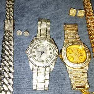 Gold and Silver Men's Watch Set
